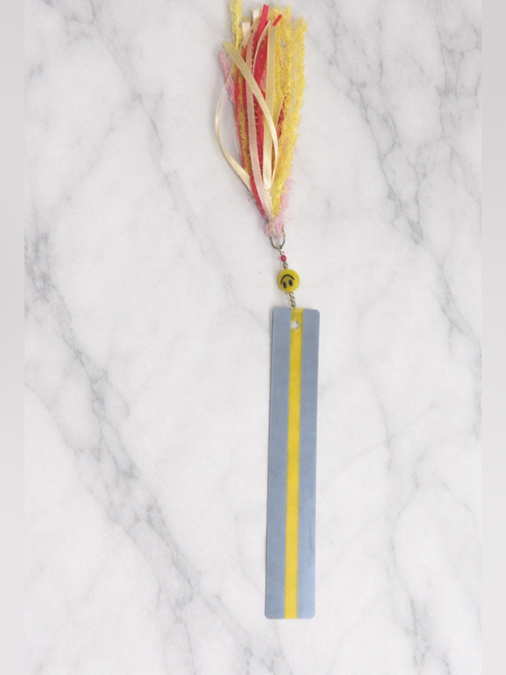 Smiley Tassel Bookmark with Yellow Stripe